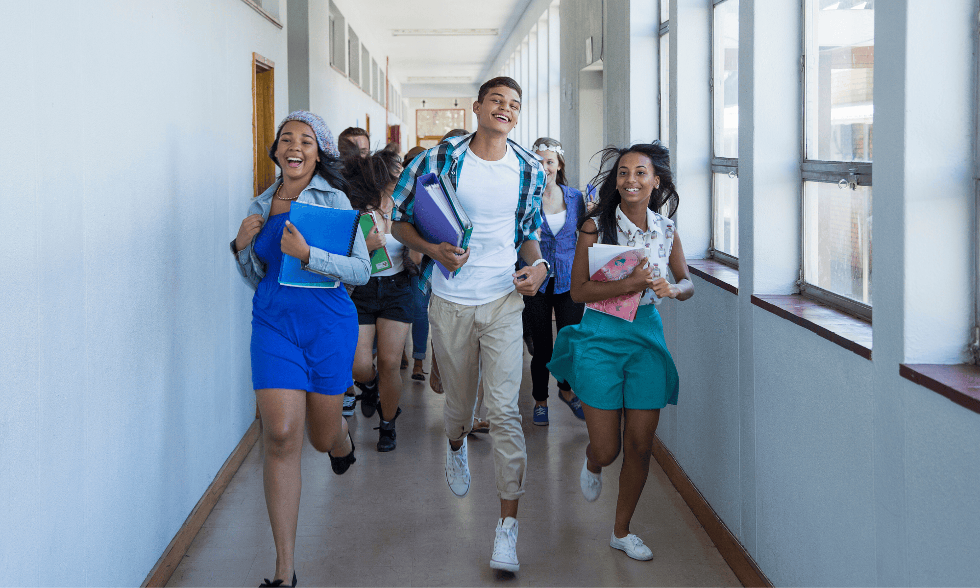 wellbeing and future readiness matter students happy in a school corridor