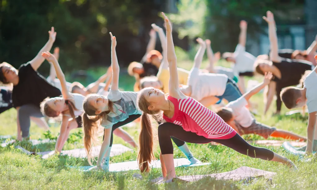 class stretching outside